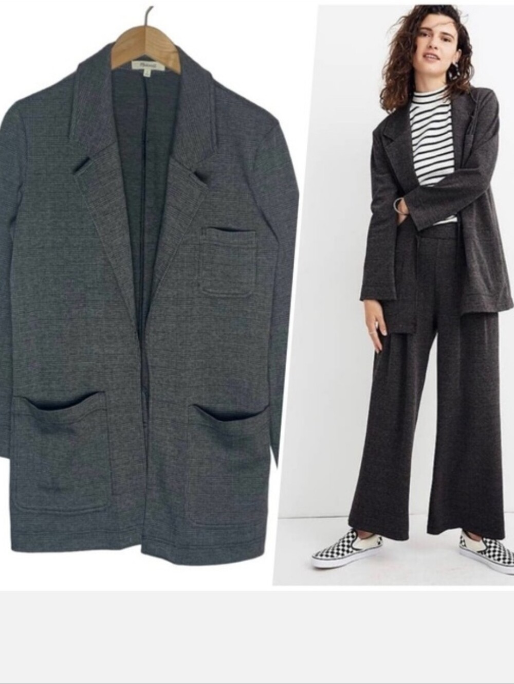 Madewell Oversized Knit Glen Plaid Relaxed Blazer S